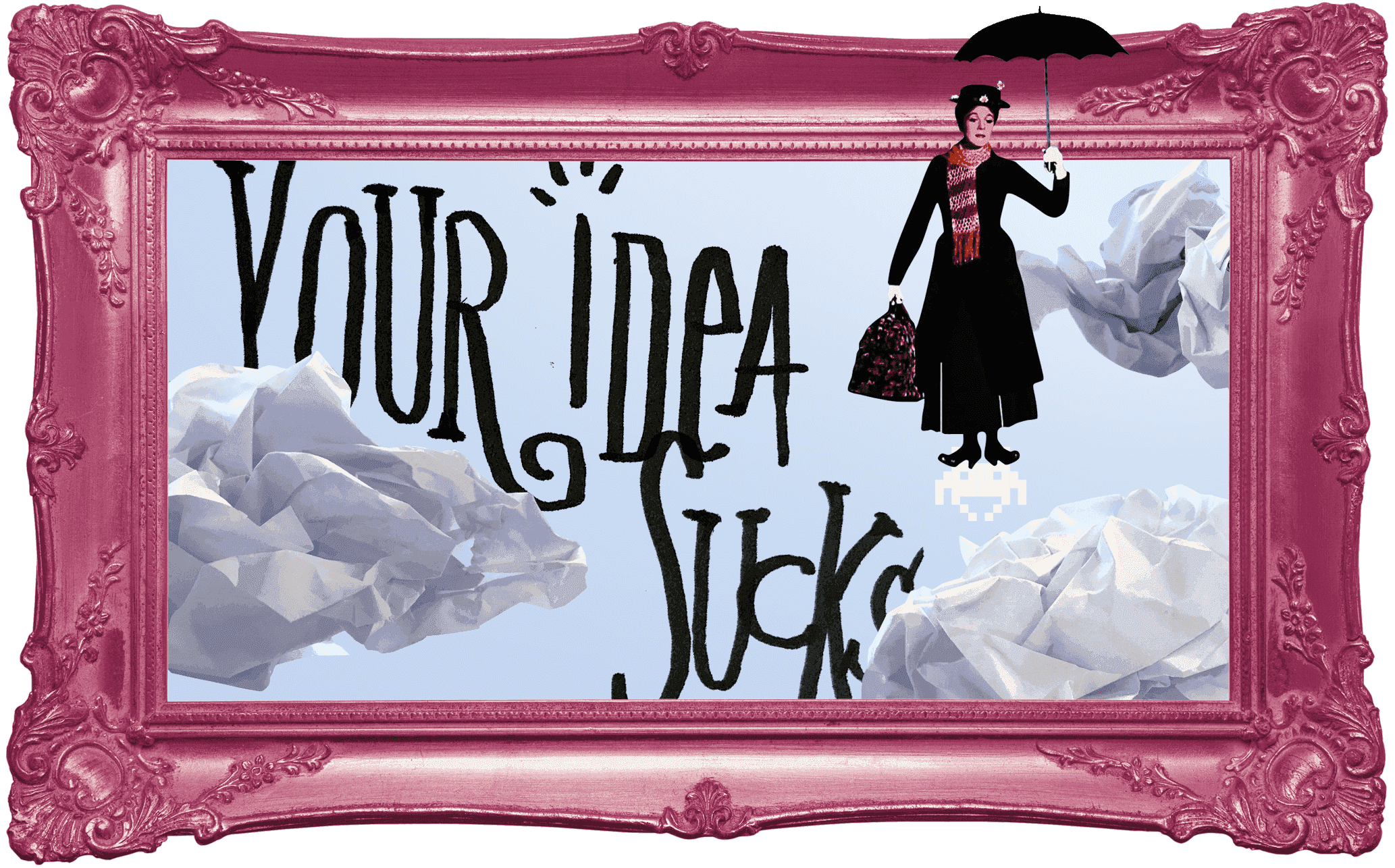 marry poppins inside pink frame